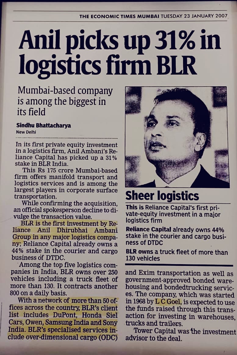 BLR Logistiks in the Economic Times